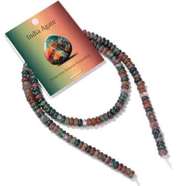 Imagem de GolbalJew 1 fio 2 * contas Rondelle de 4 mm para fabricação de joias, contas de pedra natural ágata indiana espaçador plano solto contas de pedra preciosa abaco para pulseira faça você mesmo, colar