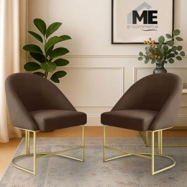 Imagem de KIT 2 Banqueta Poltrona Lua Penteadeira E Salão Com Base Metálica (marrom)