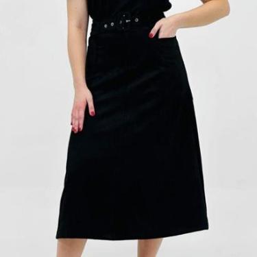 Imagem de Saia Pacific Blue Midi em Suede com Cinto Feminina-Feminino