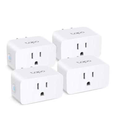 Imagem de Plugue inteligente TP-Link Tapo Mini, compatível com Alexa, Google Home e Samsung SmartThings, monitoramento de energia, 15A, certificado UL, apenas Wi-Fi 2,4G, Tapo P110M (pacote com 4)