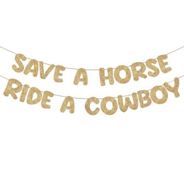 Imagem de Fulmoon Faixa pré-amarrada Save a Horse Ride a Cowboy, placa de decoração de festa ocidental para adultos, mesmo cowboy para sempre, despedida de solteira, casamento, country, cowgirl, último rodeio