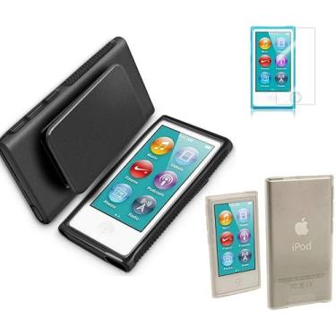 Imagem de BestforYou Capa com clipe para iPod Nano 7, capa macia de gel de borracha TPU com clipe de cinto para Apple iPod Nano 7ª geração 7G 7 (preto)