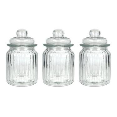 Imagem de Conjunto 3 Potes De Vidro Porta Mantimentos Baleiro 280ml - Hauskraft