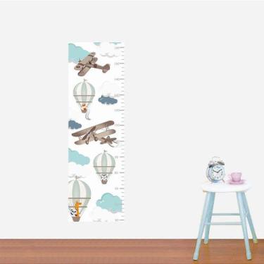 Imagem de Régua de Crescimento Adesiva Balão e Avião - 1,20m x 0,35m - no-brand