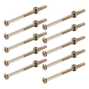 Imagem de uxcell M6 x 110 mm Furniture Parafusos de porca de fixação sextavada com porcas de tambor Phillips-Slotted Half Thread Zinc Banhado 20 Conjuntos
