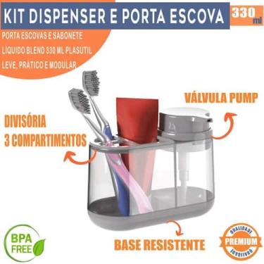 Imagem de Dispenser Sabonete Líquido com Porta Escova e Creme Dental Organizador