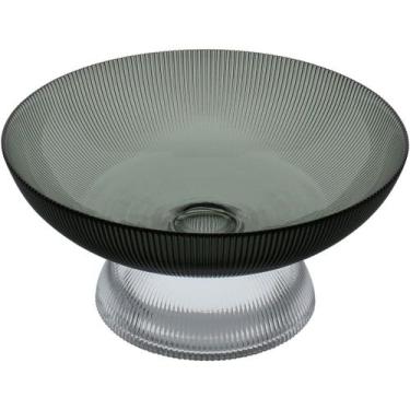 Imagem de CENTRO DE MESA FRUTEIRA HOME&CO COM PÉ VIDRO 12x25x25cm FUMÊ