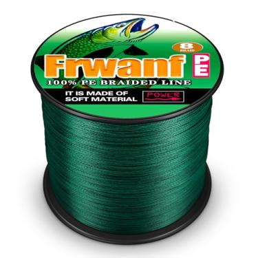 Imagem de Linha de pesca trançada Frwanf 300 m/328 jardas 500 m/546 jardas – Fio de pesca multifilamento superforte de 1,8 kg – Corda de pesca PE para pesca em água doce e água salgada no mar profundo pesca no gelo etc., Moss Green, 100LB/0.55MM(8 Strands) 300M