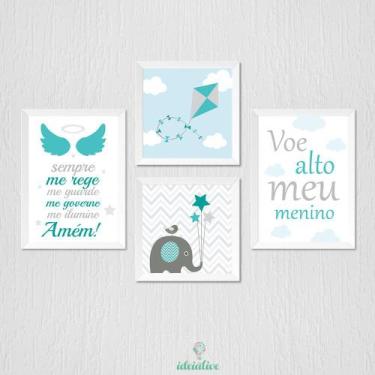 Imagem de Quadro Elefante com Oração e Pipa - Voe Alto - Decoração Infantil - no