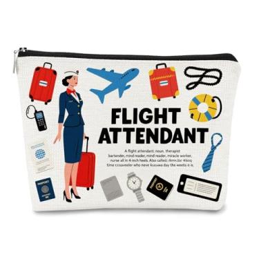 Imagem de JEFBFBWE Bolsa de maquiagem para comissária de bordo, presentes para aeromoça e graduação de estudante, aeromoça, bolsa de viagem de aviação, bolsa cosmética com zíper, bolsa de artigos de higiene