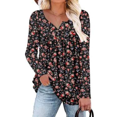 Imagem de Túnica ROSELINLIN com estampa floral plus size para mulheres 3GG