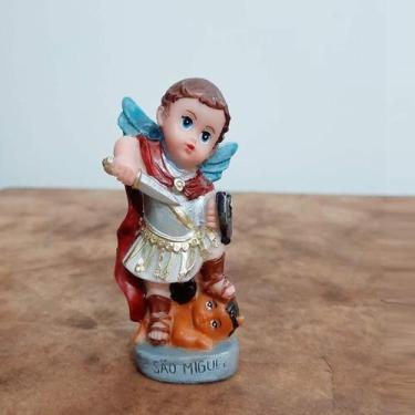 Imagem de Imagem Infantil de São Miguel Arcanjo em Resina - 7 cm - Lojinha Uai