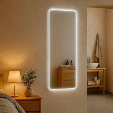 Imagem de Espelho Grande 110x40cm Corpo Inteiro para Quarto Sala Banheiro com LE