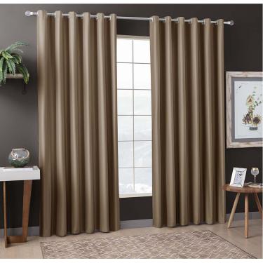 Imagem de Cortina Única Aveludada Ilhoses 300x250cm Suede Castor Sultan