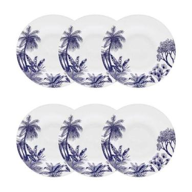 Imagem de Jogo De 6 Pratos Fundos 23,5 Cm Flamingo Toile De Jouy - Oxford