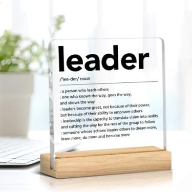 Imagem de Presentes de liderança para mulheres homens presentes de agradecimento para líder chefe gerente mentor supervisor aposentadoria saída colega de trabalho promoção clara mesa de escritório placa