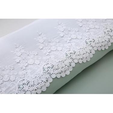 Imagem de Lençol de cima de renda branca com flores 3D, retrô, nobre, luxuoso, elegante, 100% algodão, tamanho king size ou California King, 1 peça