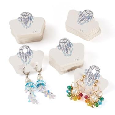 Imagem de 100 peças de cartões de exibição de brincos, brincos boêmios, com orifícios, 4 x 5 x 0,05 cm, suporte de joias, cartão para exibição de joias, vendendo acessórios pendurados