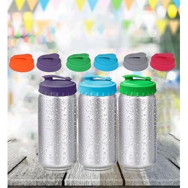 Imagem de Pacote com 6 tampas de silicone para latas de refrigerante, tampas reutilizáveis sem BPA e tampas para cerveja, suco, coca, bebidas – serve em latas padrão de 5 cm, várias cores