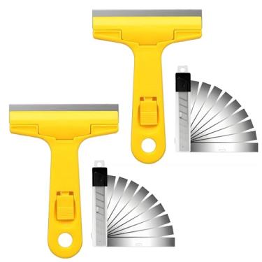 Imagem de Kit Espátula de Limpeza Raspadora Ratinho Multiuso Resíduos Tinta Vidro Piso Rejunte + Lâminas (2 Raspadores + 20 Lâminas)
