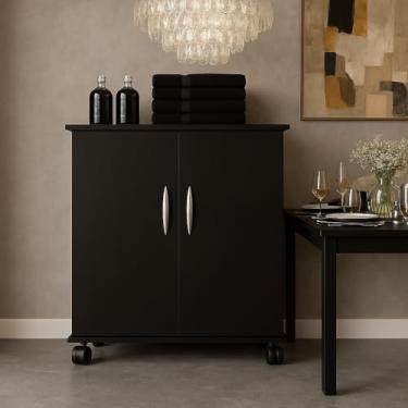 Imagem de Sapateira Organizador Multiuso Branco com 3 Prateleiras Fechada para Hall de Entrada e Quarto – Móvel Compacto e Funcional (PRETO)