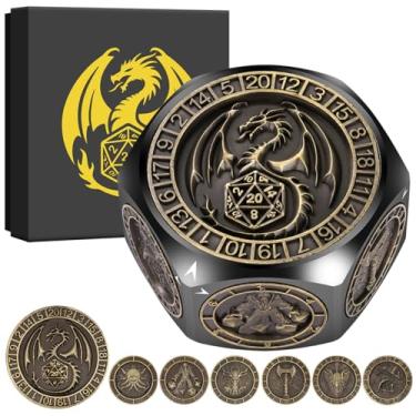 Imagem de Roleta de dados DND de oito lados com caixa de presente, preta