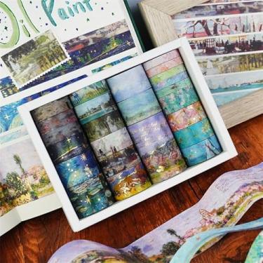 Imagem de Conjunto de adesivos Washi de carimbo dourado de céu estrelado, adesivos de bronzeamento retrô coloridos azuis para artes faça-você-mesmo artesanato suprimentos de diário scrapbook cartão embrulho de