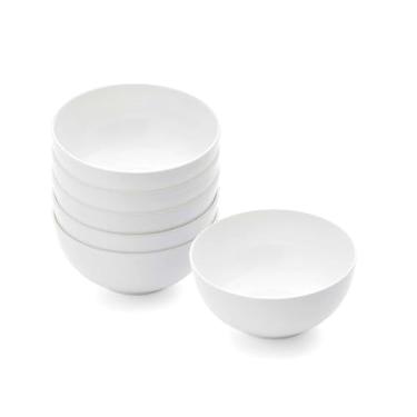 Imagem de CLARO by 1 Stop & GO, conjunto de 6 tigelas de macarrão com pés simples resistentes à quebra para arroz, sopa, cereais e mais. Seguro para micro-ondas e lava-louças – Opalware branco elegante.