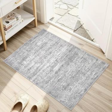 Imagem de DMOYEST Tapete de entrada de 5,5 x 7,5 cm: Tapete pequeno abstrato neutro e lavável - Tapete de interior antiderrapante de pilha baixa para entrada, cozinha, tapete de porta da frente, banheiro