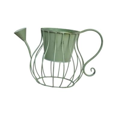 Imagem de IEUDNS Vaso de flores em formato de regador, vaso para plantas, floreira de jardim, de flores para casa de campo, Verde