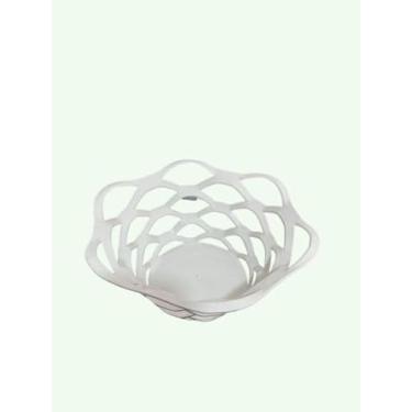 Imagem de Fruteira Decorativa em Plástico, Design Vazado Moderno, Estilo Bowl para Mesa nas Cores Preta, Branca, Cinza e Verde (Branco)