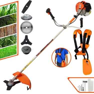 Imagem de Roçadeira Profissional Lateral Vulcan Vr620h À Gasolina 2t 62cc 3hp + Faca 2 Pontas 330mm + Faca 40 Dentes 255mm + Esco