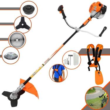 Imagem de Roçadeira Profissional Lateral Vulcan Vr520h À Gasolina 52cc 2,5hp 2t + Faca 40 Dentes Duraline 255mm 2mm + Escova Rota