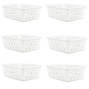 Imagem de Kit 6 Cestos Multiuso Organizador Médio Branco 20x15,5x6,5Cm - 123 Org