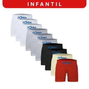 Imagem de Kit 10 Cuecas Zorba Infantil Boxer sem Costura Algodão 678 Sortido  M,