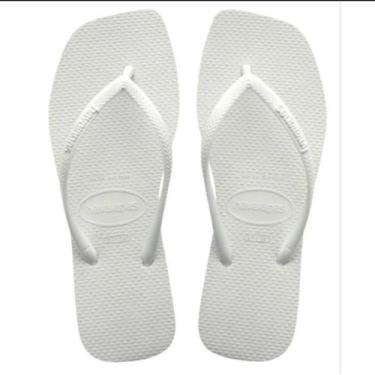 Imagem de Chinelo Havaianas Square Logo Pop Up Bico Quadrado, Branco, 41/42