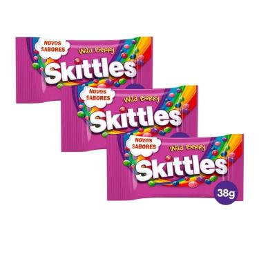 Imagem de Kit 3 Bala Skittles Wild Berry 38g