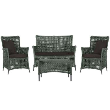 Imagem de Jogo Sofá E 2 Poltronas E Mesa Igapó Preta E9 Trama Original Verde