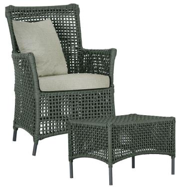 Imagem de Poltrona E Mesa Igapó Em Alumínio Preta Corda Náutica E3 Verde