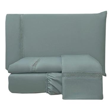 Imagem de Jogo De Lençol Queen Infinito 300 Fios 4 Peças - Chumbo