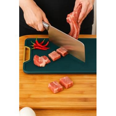 Imagem de Tábua de Corte Retangular Premium, Material PE e PP, 40x30x1cm, com Alça Giratória, Antibacteriana, Dupla Face para Cozinha e Churrasco
