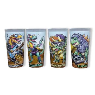 Imagem de ReVè Copos de festa de dinossauro – Conjunto de 12 | Copos infantis divertidos e reutilizáveis com etiqueta de nome | Copo de plástico personalizado | Copos sem BPA | Seguro para lava-louças na