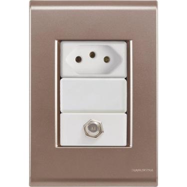 Imagem de Cj Tomadas 10a E Tv Sat Coaxial Liz Ouro Velho Tramontina Completo Pronto Tramontina