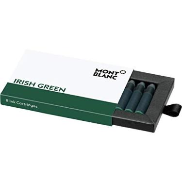 Imagem de Montblanc Cartuchos de tinta verde irlandês 106274 – Refil de caneta-tinteiro padrão internacional curto em verde escuro – 8 cartuchos de caneta