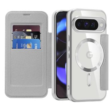 Imagem de Asdsinfor Capa flip para Google 10/10 Pro capa de couro transparente galvanizada resistente 360 proteção sem fio com compartimento para cartão antideslizante capa carteira para Google Pixel 10 Pro