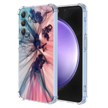 Imagem de WEIOUHR Capa para Galaxy S23 FE Samsung S23FE transparente macio TPU design padrão abstrato, capa protetora leve resistente a arranhões, para Samsung Galaxy S23 FE (azul escuro rosa)