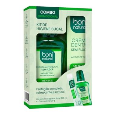 Imagem de Kit Higiene Bucal Natural Vegano – Creme Dental Menta e Melaleuca 90g + Enxaguante Bucal Menta e Melaleuca 250ml – Sem Flúor, Sem Triclosan – Boni Natural