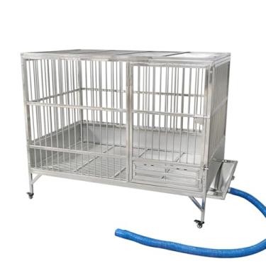 Imagem de Gaiola resistente indestrutível e à prova de fuga para cães grandes, gaiola de aço inoxidável para cães com rodas bloqueáveis (95 x 60 x 80 cm)