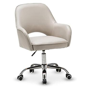 Imagem de Cadeira de escritório assento de tecido de veludo cadeira giratória para computador cadeira de escritório ajustável no meio traseira mesa e cadeira cadeira ergonômica para jogos (cor: cinza