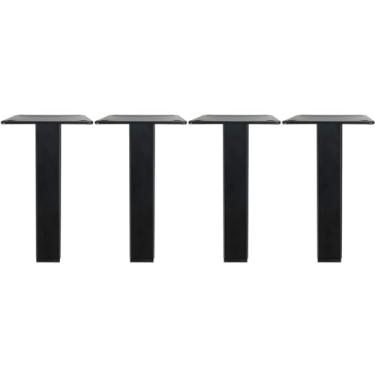 Imagem de AGHXYSQ Pernas de móveis de ferro modernas quadradas para suporte de armário de TV pernas de substituição de sofá de mesa de centro preto com acessórios de parafuso